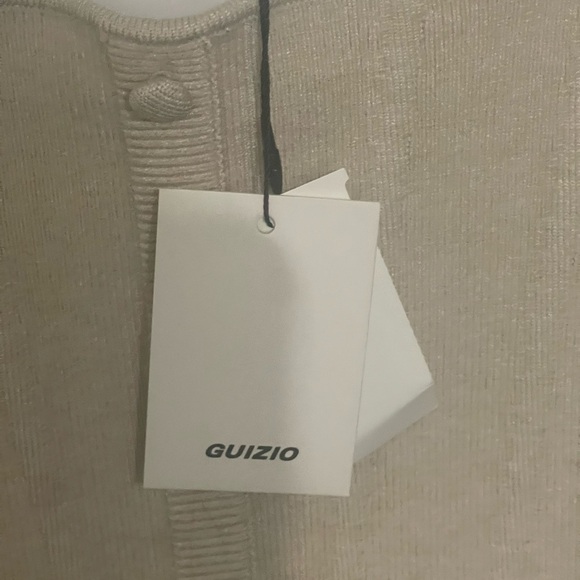 GUIZIO Danielle GUIZIO Cream Tan Knit Ribbed Button-Front Corset Top Zip Back XL - Picture 8 of 14